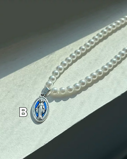 パールデザインプレートネックレス　L0619
