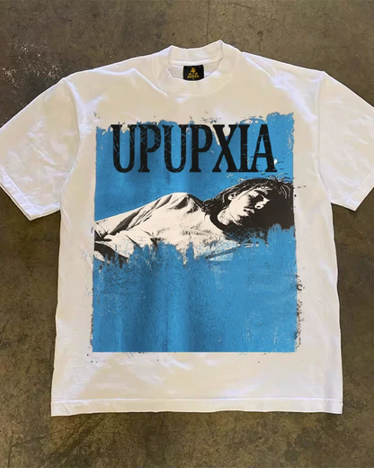 ブルーペイントデザインTシャツ L0639