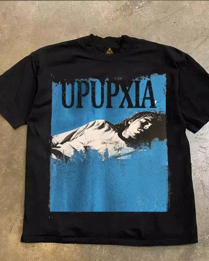ブルーペイントデザインTシャツ L0639