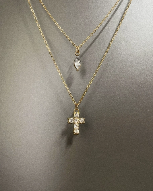 チャームゴールドダブルチェーンネックレス　L0646