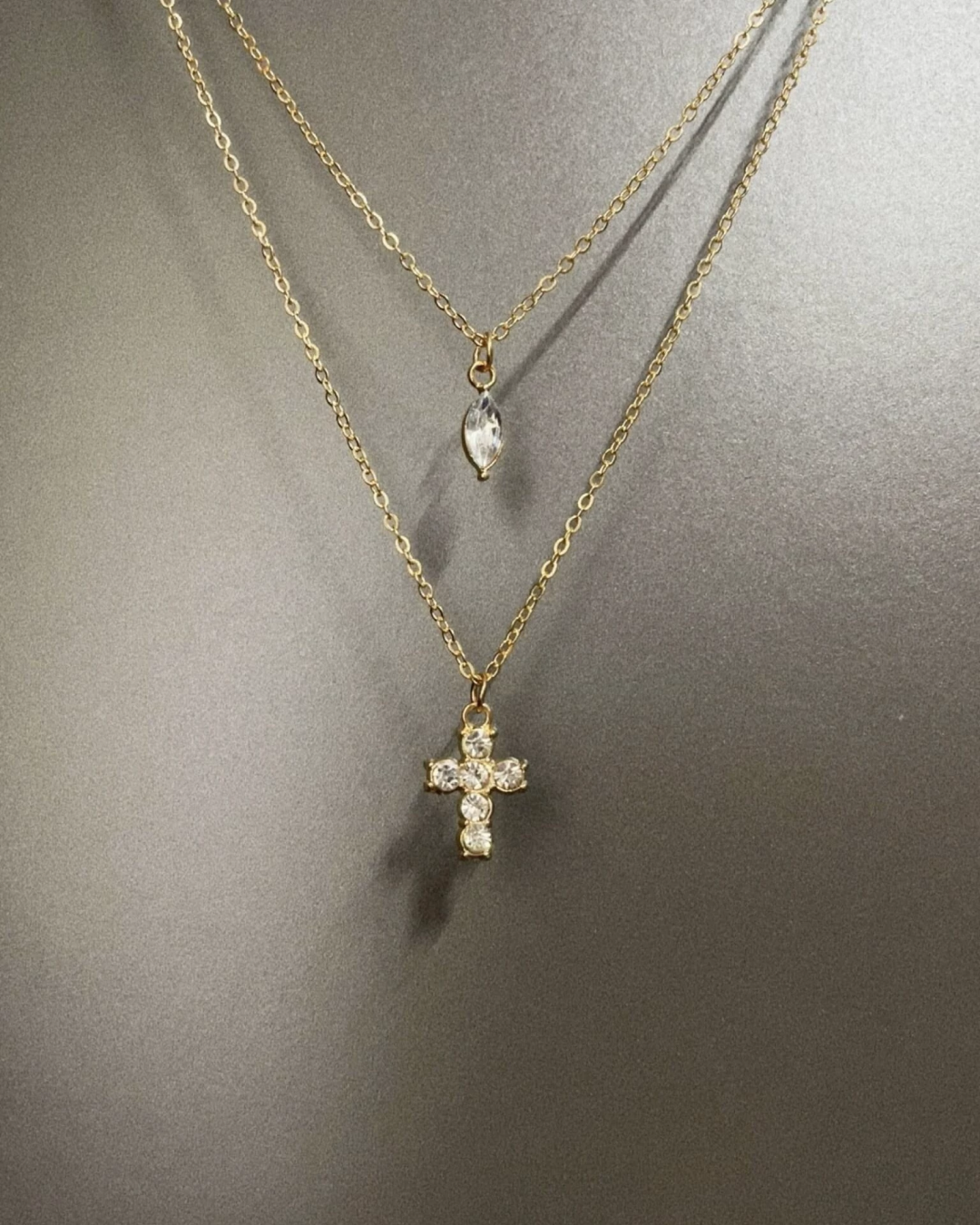 チャームゴールドダブルチェーンネックレス　L0646