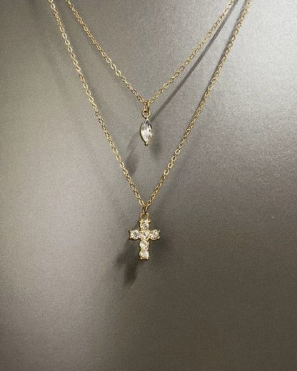 チャームゴールドダブルチェーンネックレス　L0646