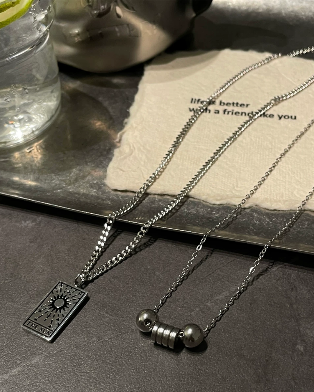 ダブルチェーンシルバーネックレス　L0739