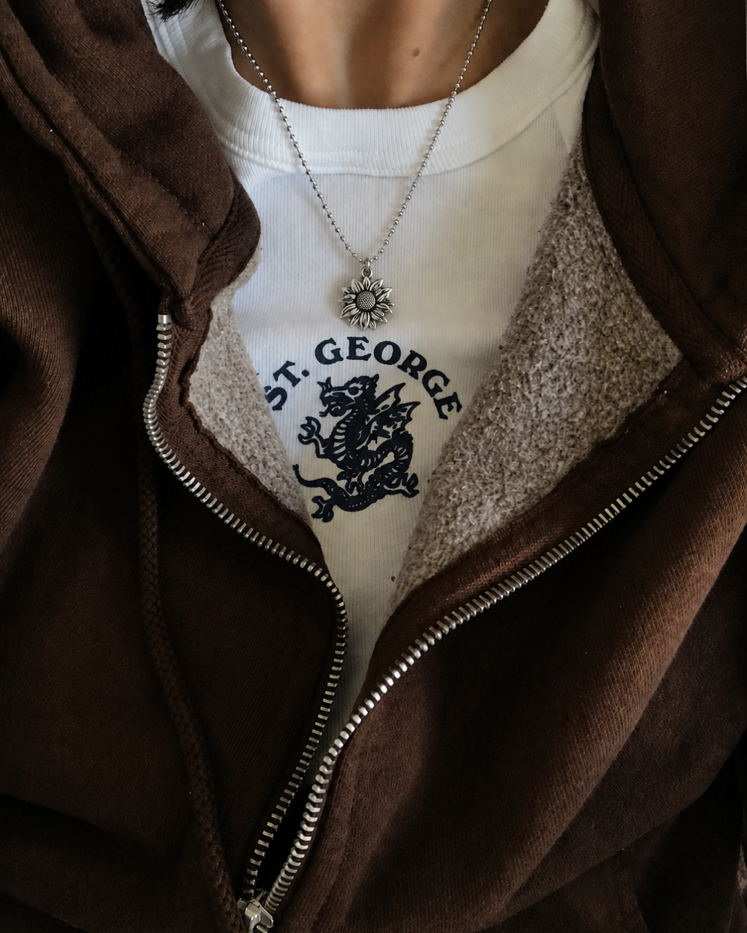 シルバーフラワーネックレス　L0764