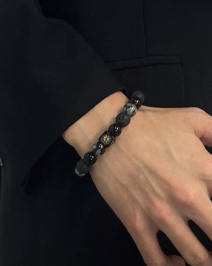 デザインブラックボールブレスレット　L0777
