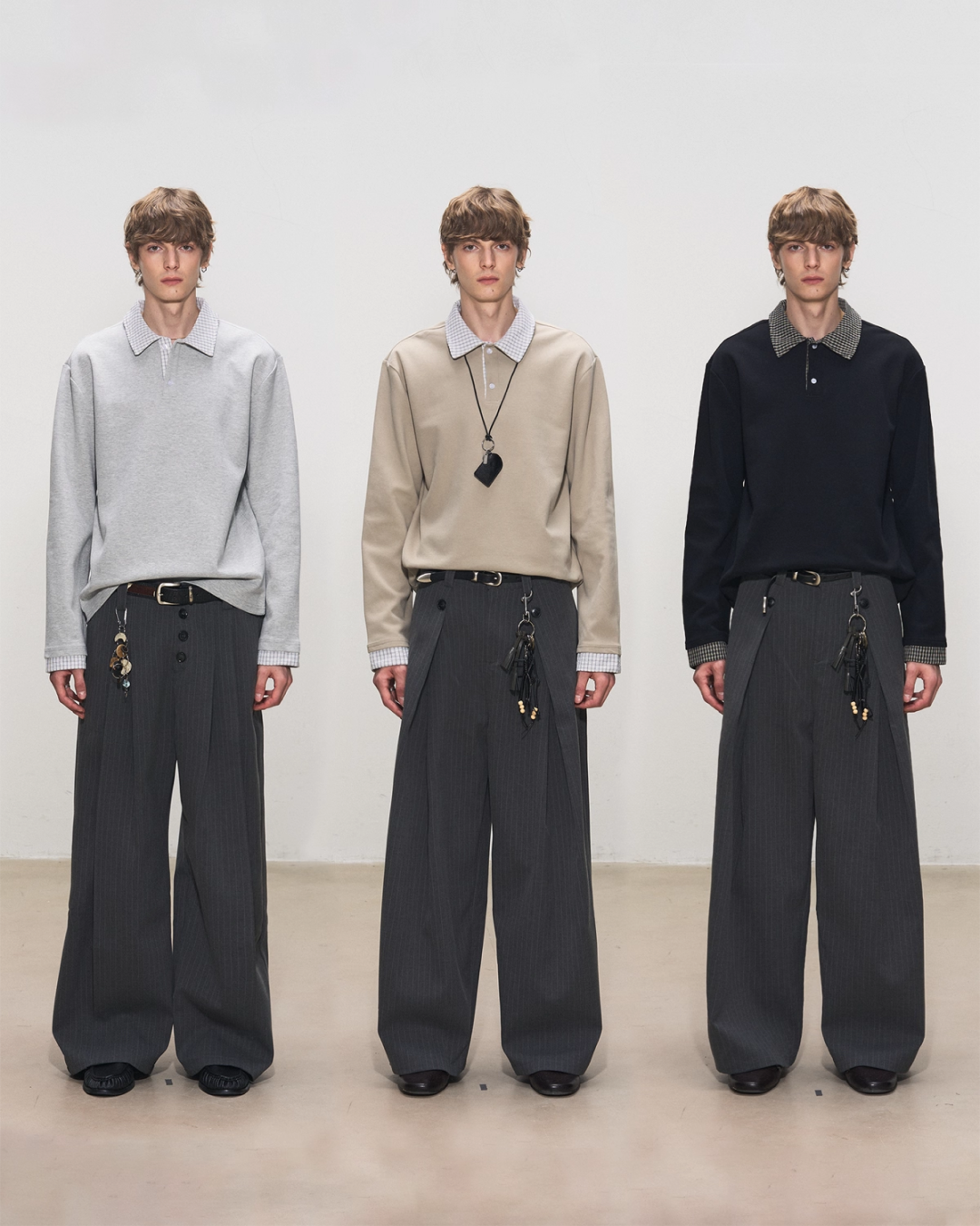 短丈切り替えポロスウェット　MN0011