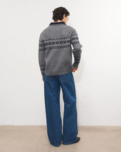 パターンレイヤースキッパーポロニット　MN0015