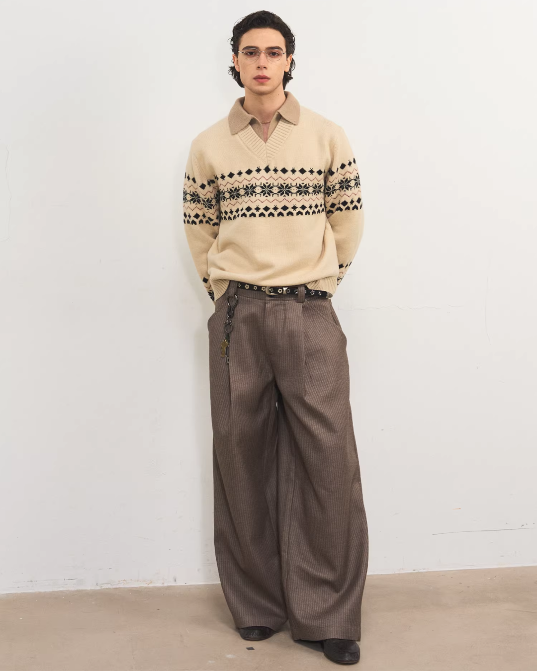 パターンレイヤースキッパーポロニット　MN0015