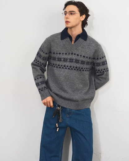 パターンレイヤースキッパーポロニット　MN0015