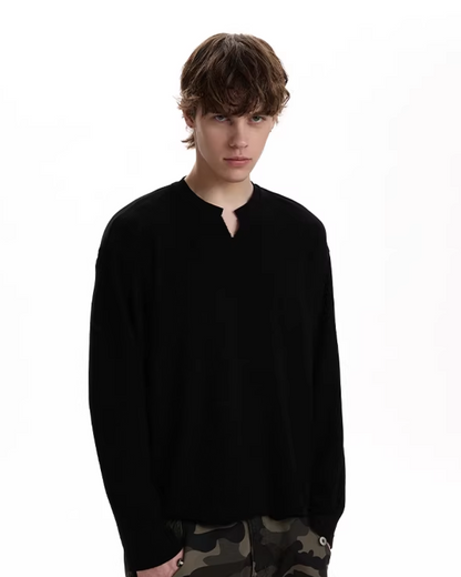 VネックワッフルロンT　MN0024