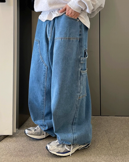 ダブルニーバルーンデニムパンツ　MR0009