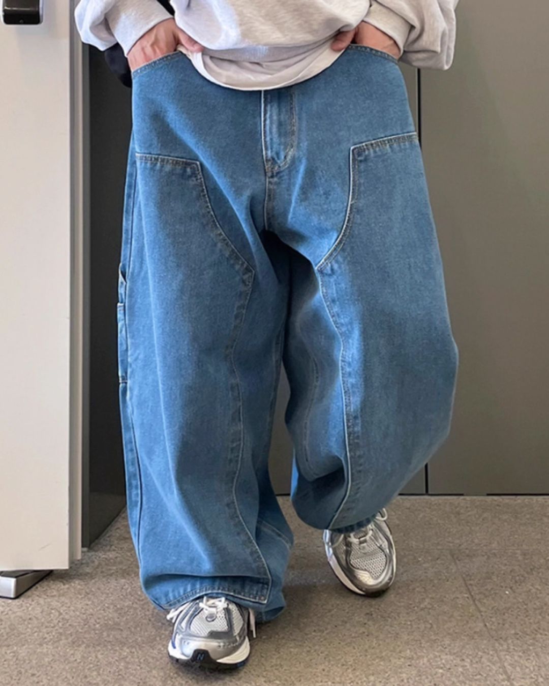 ダブルニーバルーンデニムパンツ　MR0009