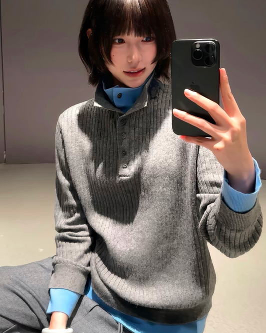 フェイクレイヤードニットポロシャツ　CO0016
