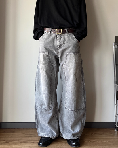 ダブルニーワイドデニムパンツ　SO0008