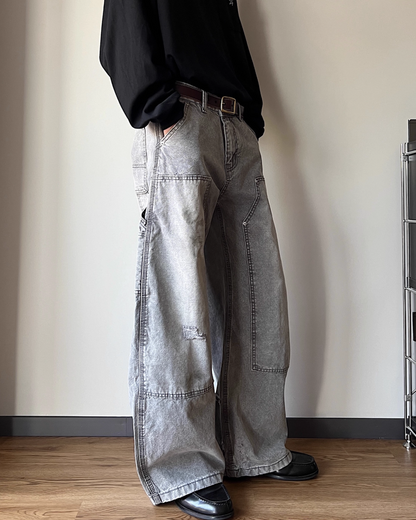 ダブルニーワイドデニムパンツ　SO0008