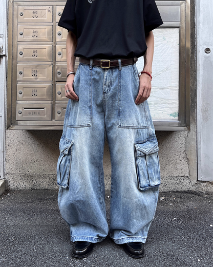 ウォッシュバギーブルーデニムパンツ　SO0010