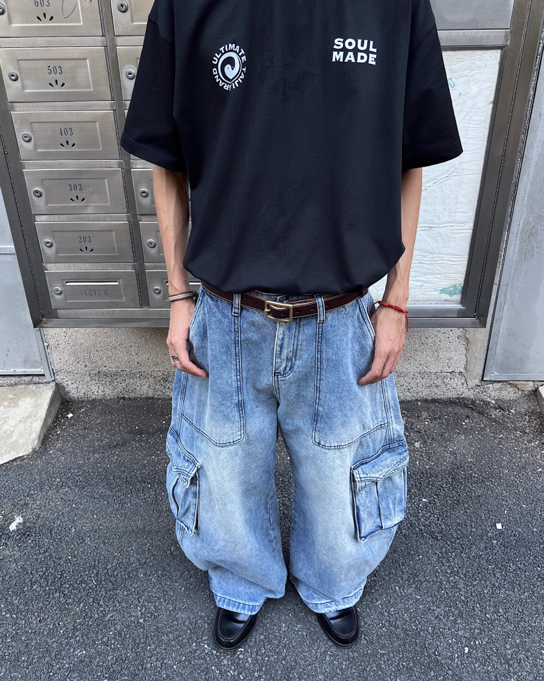 ウォッシュバギーブルーデニムパンツ　SO0010