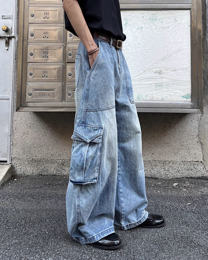 ウォッシュバギーブルーデニムパンツ　SO0010