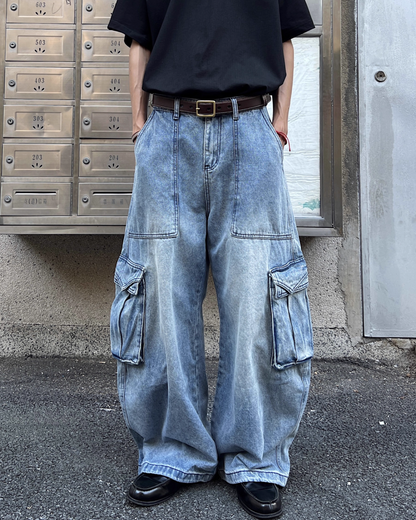 ウォッシュバギーブルーデニムパンツ　SO0010