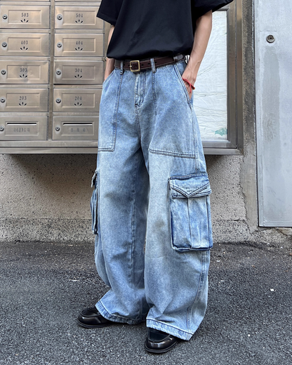 ウォッシュバギーブルーデニムパンツ　SO0010