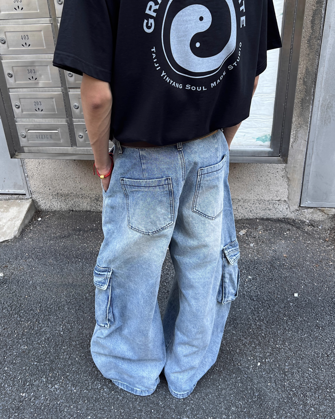 ウォッシュバギーブルーデニムパンツ　SO0010