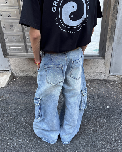 ウォッシュバギーブルーデニムパンツ　SO0010
