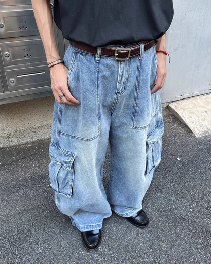 ウォッシュバギーブルーデニムパンツ　SO0010