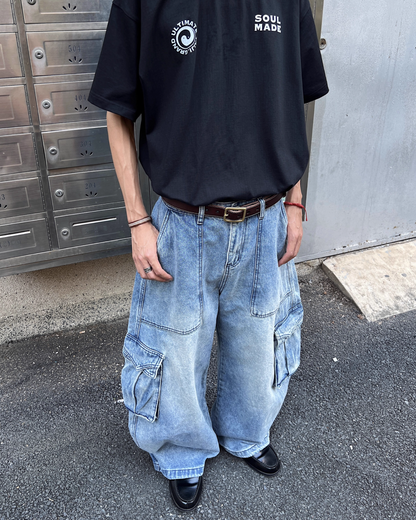 ウォッシュバギーブルーデニムパンツ　SO0010
