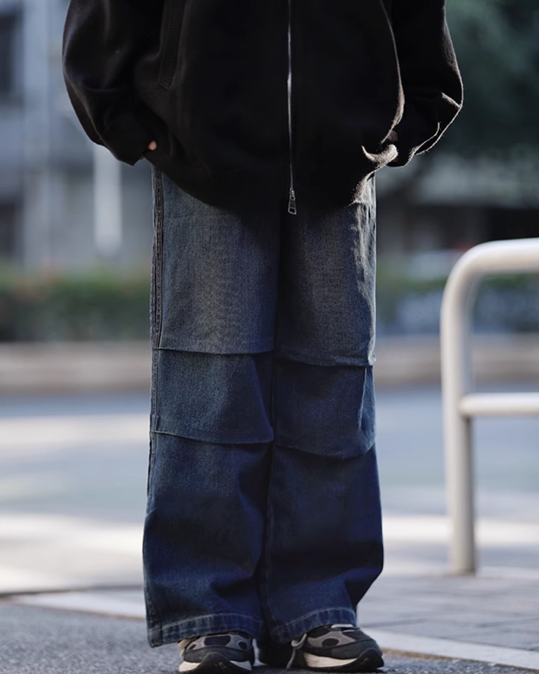 プリーツワイドデニムパンツ Z0081